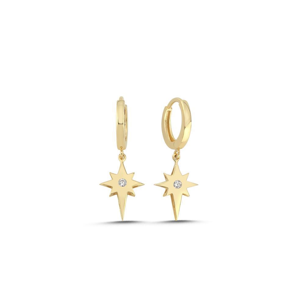 Yıldız Taşlı Sallantı Küpe (3,00*1,10 Mm 0,30 Mm)